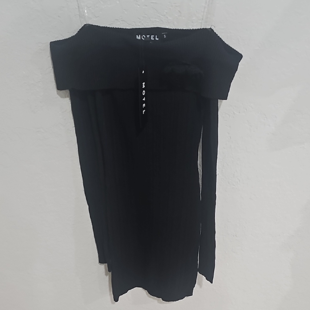 Motel Rocks Black Mirabel Bardot Mini Dress
